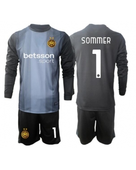 Inter Milan Yann Sommer #1 Portiere Maglia Gara Casa Repliche 2025-26 Bambino Maniche Lunghe